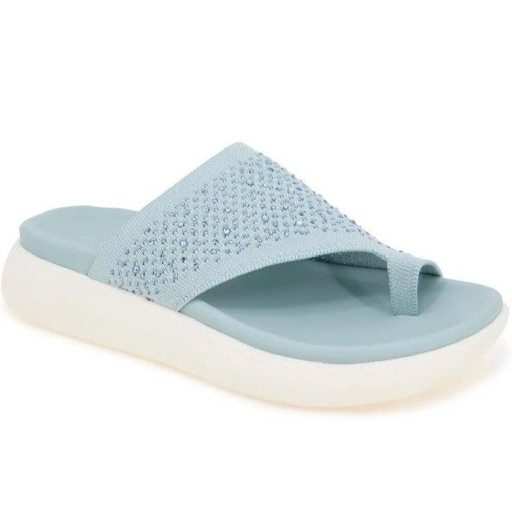 Kenneth Cole Reaction Womens Teffie Knit Sandals Light Blue Size 9 New